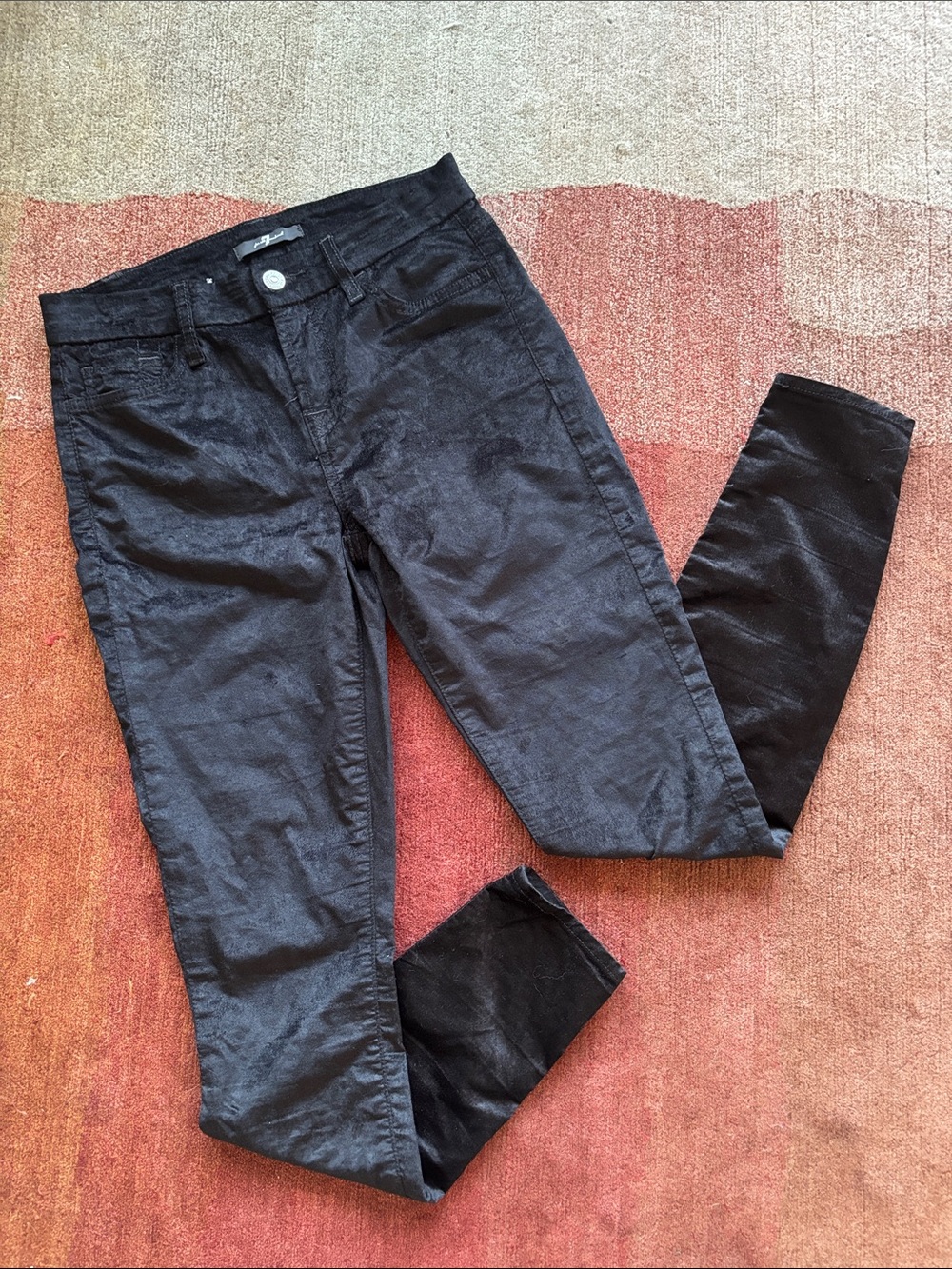 New - 7 For All Mankind Velvet Skinny Pants - Black - Sz 26